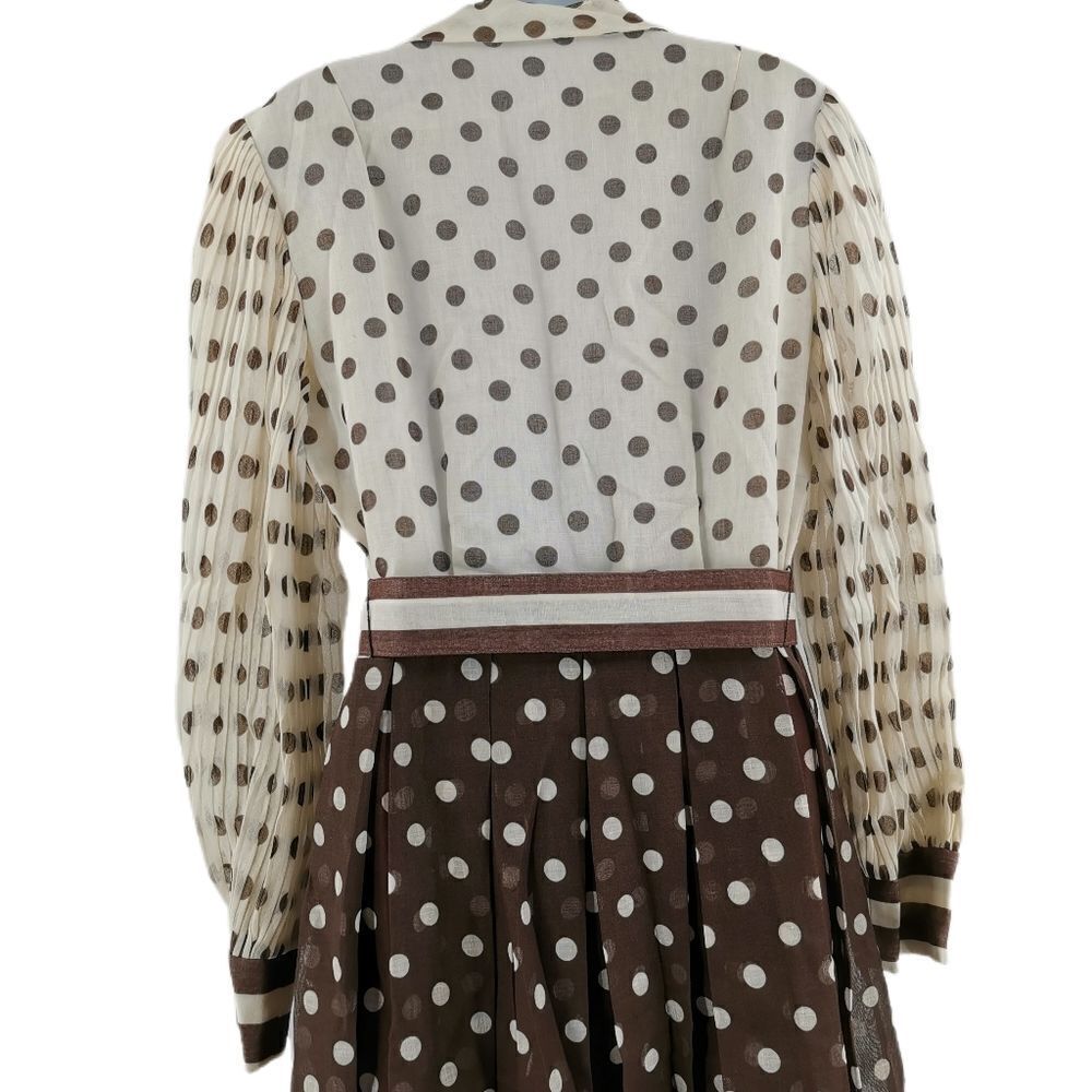 Cute Vintage Brown Polka Dotted Swing Dress - Picture 4 of 5